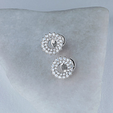 White Gold Earring Studs with 60 Round-Cut Diamonds 0.406 CT.TW