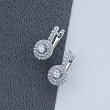 14K White Gold Earrings with 74 Round-Cut Lab-Created Diamonds 0.847 CT.TW