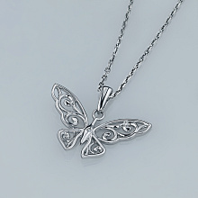 Sterling Silver Pendant with 1 Round-Cut Lab-Created Diamond 0.006 CT.TW