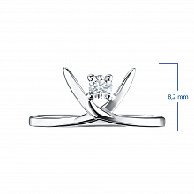 14K White Gold Ring with 1 Round-Cut Lab-Created Diamond 0.118 CT.TW