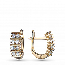 14K Yellow Gold Earrings with 16 Round-Cut Lab-Created Diamonds 0.636 CT.TW