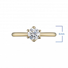 14K Yellow Gold Ring with 1 Round-Cut Lab-Created Diamond 0.54 CT.TW
