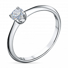 Sterling Silver Ring with 1 Round-Cut Lab-Created Diamond 0.254 CT.TW