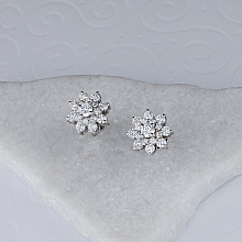 14K White Gold Earring Studs with 34 Round-Cut Lab-Created Diamonds 1.48 CT.TW