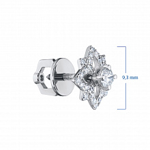 14K White Gold Earring Studs with 58 Round-Cut Lab-Created Diamonds 0.448 CT.TW