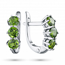 Sterling Silver Earrings with 6 Round-Cut Chromdiopsides 0.977 CT.TW