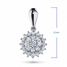 14K White Gold Pendant with 25 Round-Cut Lab-Created Diamonds 0.794 CT.TW
