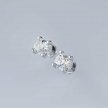 14K White Gold Earring Studs with 2 Round-Cut Lab-Created Diamonds 2.195 CT.TW