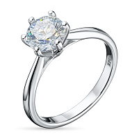 14K White Gold Ring with 1 Round-Cut Lab-Created Diamond 0.349 CT.TW - изображение 1