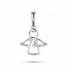 Sterling Silver Pendant with 1 Round-Cut Lab-Created Diamond 0.016 CT.TW