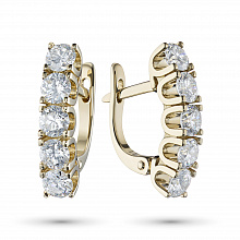 14K Yellow Gold Earrings with 10 Round-Cut Lab-Created Diamonds 2.323 CT.TW