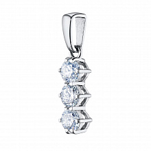 Sterling Silver Pendant with 3 Round-Cut Lab-Created Diamonds 0.339 CT.TW