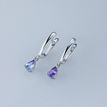 Sterling Silver Earrings with 2 Pear-Cut Tanzanites 1.265 CT.TW