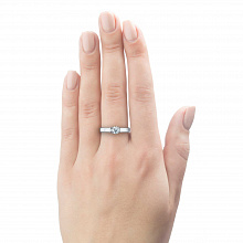 14K White Gold Ring with 1 Round-Cut Lab-Created Diamond 0.332 CT.TW