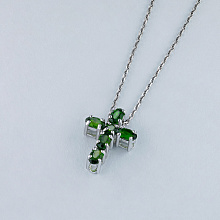 Sterling Silver Pendant with 6 Round-Cut Chromdiopsides 1.276 CT.TW