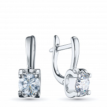 14K White Gold Earrings with 2 Round-Cut Lab-Created Diamonds 1.829 CT.TW