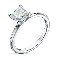14K White Gold Ring with 1 Princess-Cut Lab-Created Diamond 1.021 CT.TW - изображение 1