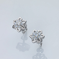 Sterling Silver Earring Studs with 14 Round-Cut Lab-Created Diamonds 0.362 CT.TW - изображение 4