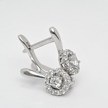 14K White Gold Earrings with 26 Round-Cut Lab-Created Diamonds 0.427 CT.TW