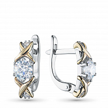 14K White and Yellow Gold Earrings with 6 Round-Cut Lab-Created Diamonds 1.212 CT.TW