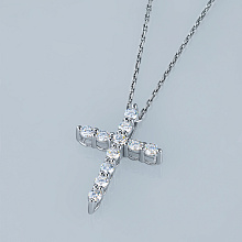 Sterling Silver Pendant with 11 Round-Cut Lab-Created Diamonds 0.665 CT.TW