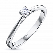 14K White Gold Ring with 1 Round-Cut Lab-Created Diamond 0.22 CT.TW