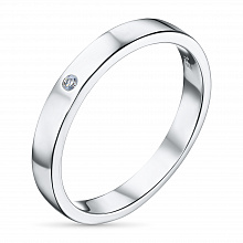 14K White Gold Ring with 1 Round-Cut Lab-Created Diamond 0.02 CT.TW