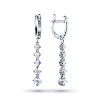 14K White Gold Earrings with 10 Round-Cut Lab-Created Diamonds 1.38 CT.TW - изображение 1