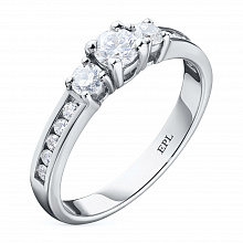 14K White Gold Ring with 13 Round-Cut Lab-Created Diamonds 0.377 CT.TW