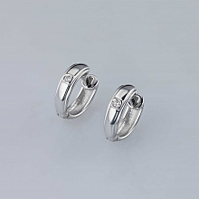 Sterling Silver Earrings with 2 Round-Cut Lab-Created Diamonds 0.03 CT.TW