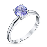 Sterling Silver Ring with 1 Round-Cut Tanzanite 0.849 CT.TW - изображение 1