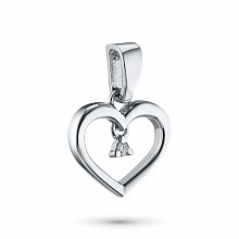 Sterling Silver Pendant with 1 Round-Cut Diamond 0.033 CT.TW