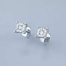 14K White Gold Earring Studs with 18 Round-Cut Lab-Created Diamonds 0.321 CT.TW
