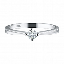14K White Gold Ring with 1 Round-Cut Lab-Created Diamond 0.22 CT.TW