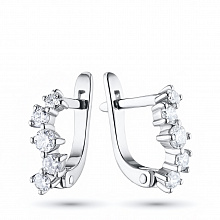 Sterling Silver Earrings with 10 Round-Cut Lab-Created Diamonds 0.571 CT.TW