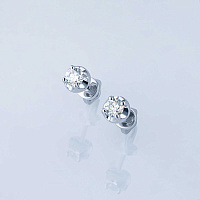 14K White Gold Earring Studs with 2 Round-Cut Lab-Created Diamonds 0.887 CT.TW - изображение 4