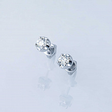 14K White Gold Earring Studs with 2 Round-Cut Lab-Created Diamonds 0.82 CT.TW