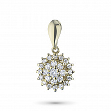 14K Yellow Gold Pendant with 25 Round-Cut Lab-Created Diamonds 0.795 CT.TW
