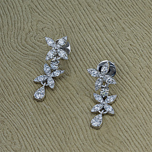 14K White Gold Earring Studs with 54 Round-Cut Lab-Created Diamonds 1.428 CT.TW
