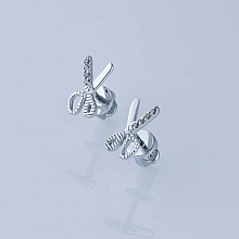 14K White Gold Earring Studs with 8 Round-Cut Lab-Created Diamonds 0.037 CT.TW