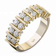 14K Yellow Gold Ring with 14 Round-Cut Lab-Created Diamonds 0.935 CT.TW