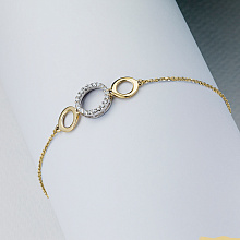 14K White and Yellow Gold Bracelet with 20 Round-Cut Lab-Created Diamonds 0.202 CT.TW