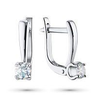 Sterling Silver Earrings with 2 Round-Cut Lab-Created Diamonds 0.567 CT.TW - изображение 1