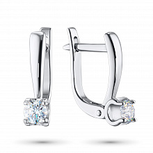 Sterling Silver Earrings with 2 Round-Cut Lab-Created Diamonds 0.569 CT.TW