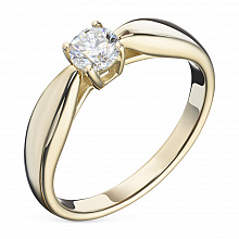 14K Yellow Gold Ring with 1 Round-Cut Lab-Created Diamond 0.585 CT.TW