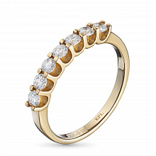 14K Yellow Gold Ring with 7 Round-Cut Lab-Created Diamonds 0.663 CT.TW