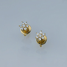 14K Yellow Gold Earring Studs with 14 Round-Cut Lab-Created Diamonds 0.229 CT.TW