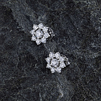 14K White Gold Earring Studs with 18 Round-Cut Lab-Created Diamonds 1.126 CT.TW - изображение 4