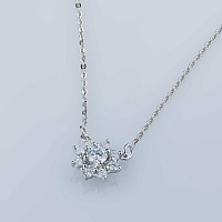 14K White Gold Necklace with 9 Round-Cut Lab-Created Diamonds 0.607 CT.TW - изображение 4