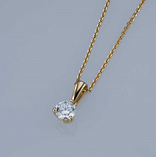 14K Yellow Gold Pendant with 1 Round-Cut Lab-Created Diamond 0.309 CT.TW
